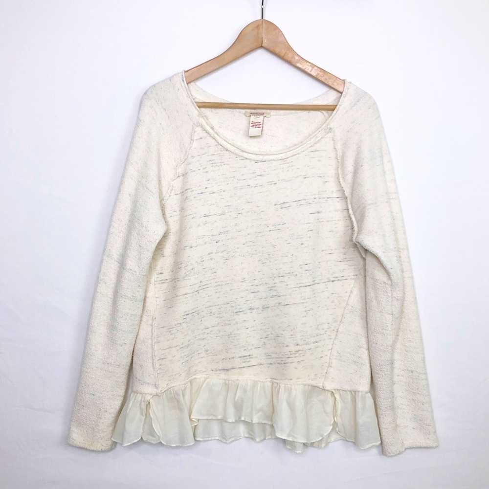 Sundance heathered oatmeal pullover mix media top